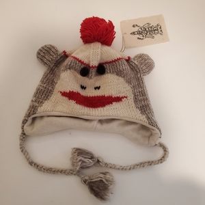 NEW Nirvanna Designs Wool Mohair Hand Knit Monkey Hat Boy's Size M/L